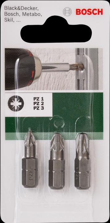 Immagine prodotto Bosch Zubehör Bit di recesso incrociato PZ 1, PZ 2, P (Croce Pozidriv PZ M1, Croce Pozidriv PZ M2, Croce Pozidriv PZ M3)