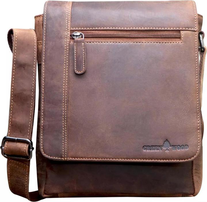 Greenwood Herrentasche Echtleder 12 Zoll Lee Vintage Look Khaki No.9
