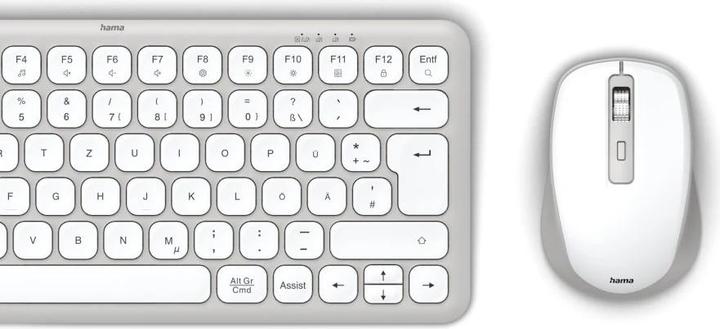 Productafbeelding Hama Multi-apparaat toetsenbord en muis set WKM-500 draadloos klein wit QWERTZ (NL, Draadloze)