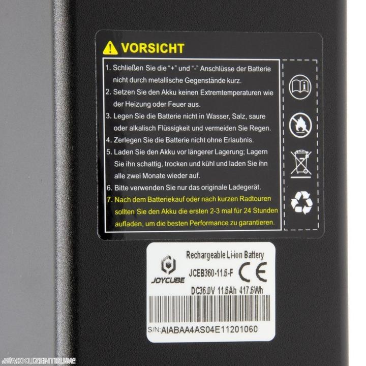 Image du produit Phylion Batterie E-Bike 36V 11,6Ah - Joycube DT-12 pour TELEFUNKEN (Batterie pour vélo électrique)