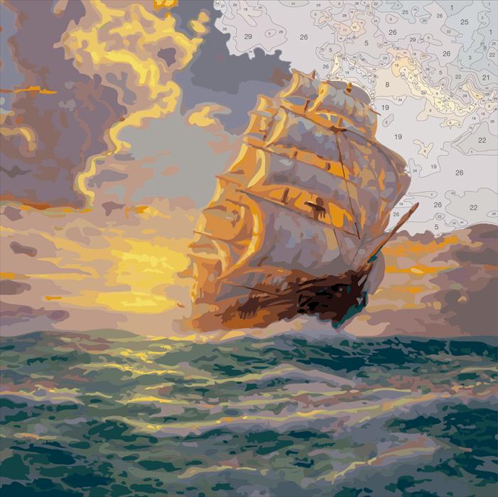 Produktbild Craft Buddy Courageous Voyage, 30x30cm Paint By Numbers Kit - Thomas Kinkade