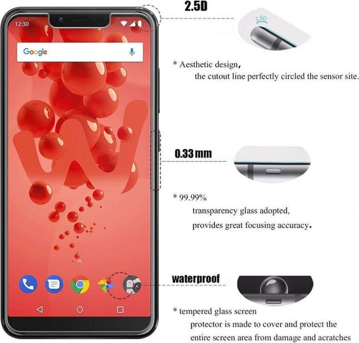 Immagine prodotto Screenguard Wiko View 2 Plus Pellicola protettiva in vetro Custodia Design amichevole (1 Pezzo/i, Wiko View 2 Plus)