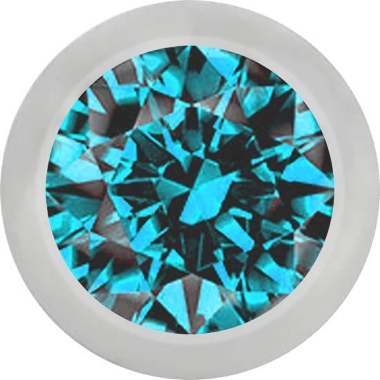 Produktbild Star Piercing Kugel silber mit Kristall aqua (ohne Messing, Chirurgenstahl 316L)