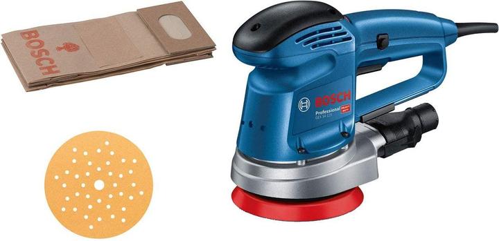Image du produit Bosch Professional Ponceuse orbitale GEX 34-125, disque de ponçage, 1 x sac à poussière en papier, 1 x tampon (Ponceuse excentrique, 340 W)