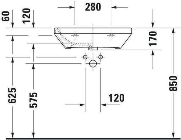Image du produit Duravit Lavabo DURASTYLE MED sans meuble avec plan de toilette 600x440mm 1 robinetterie blanc (440 mm, 600 mm)