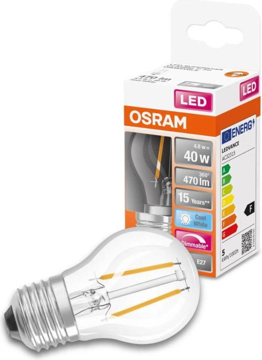 Immagine prodotto Osram Retrofit a LED Classic P (E27, 4.80 W, 470 lm, 1 x, F)