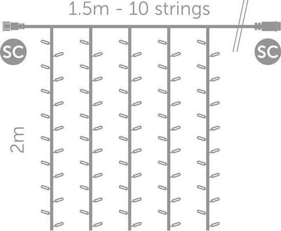 Produktbild Light Creations Simply-connect Pro Line - Vorhanglichtverlängerung - 1,5 x 2 m - 220 LEDs - warmweiß - weißes Kabel (1.50 m)