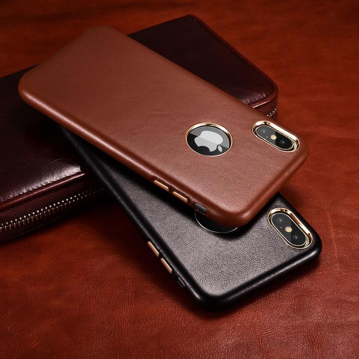 Immagine prodotto Xoomz Custodia per iPhone XS Max in vera pelle di agnello marrone (Apple iPhone XS Max)