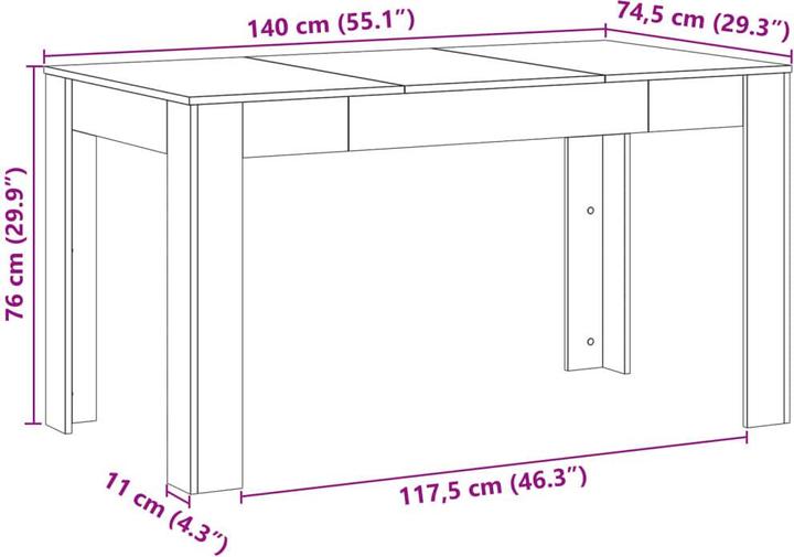 Actual product image VidaXL Esstisch (140 x 74.5 x 76 cm)