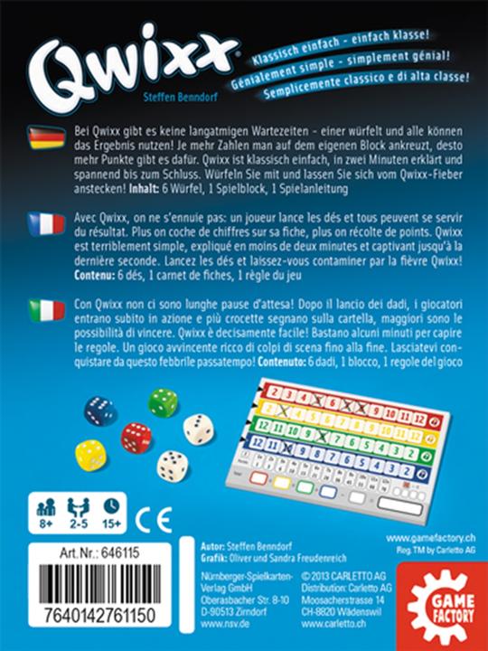 Actual product image Game Factory Qwixx (German, French, Italian)