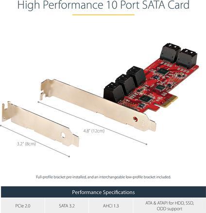 Image du produit StarTech com PCIe SATA Controller Karte - 10 Port SATA 3 Erweiterungskarte/Kontroller für PCIe x2 -