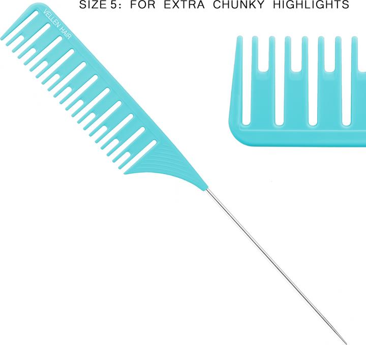 Actual product image Vellen Hair Highlighting Comb Set 2 Pack Green/Blue