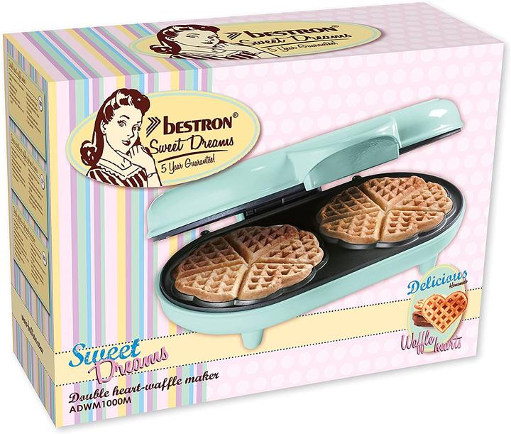 Actual product image Bestron Double Heart Waffle Maker