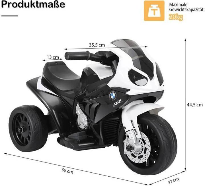 Actual product image Homcom Kinder Elektro Motorrad mit Licht- und Soundeffekte BMW S1000 RR Weiss (6 V)