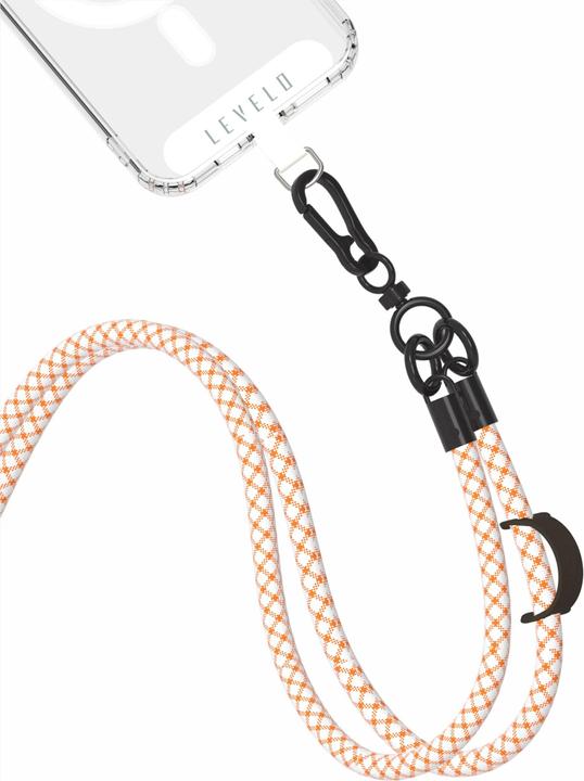 Actual product image Levelo Everly Phone Crossbody Lanyard - White/Orange