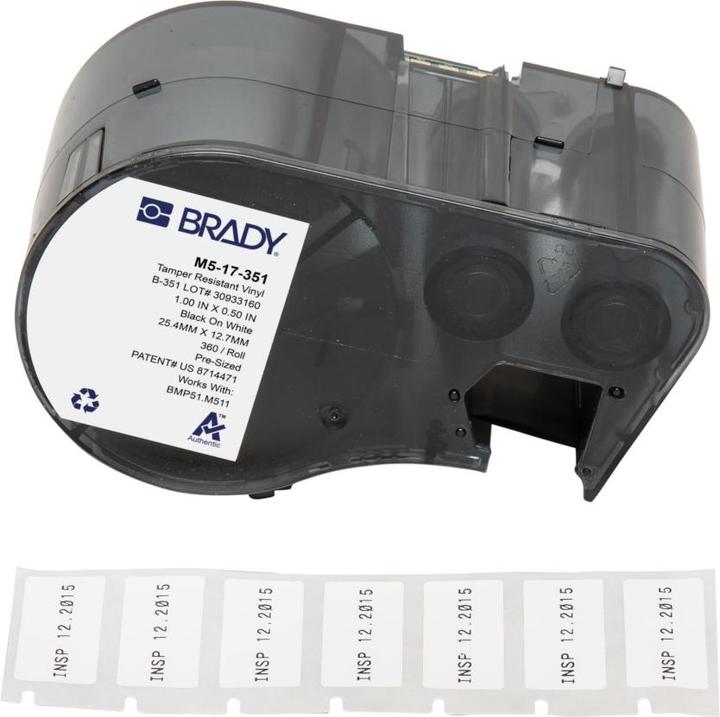 Productafbeelding Brady M5-17-351, vinyl, wit, mat, fraudebestendig, 25,40 x 12,70 mm (360 E.)