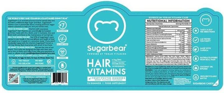 Nutritional values and ingredients Sugarbearhair Hair Vitamins DUO (120 Piece, Gummies, 300 g)