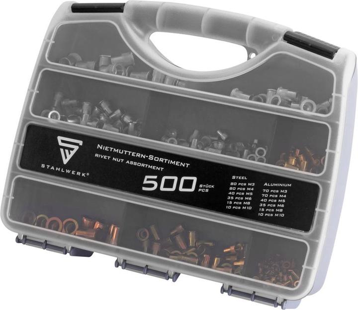 Image du produit Stahlwerk Nietmuttern Set 500-teilig Gewindenieten Niethülsen Gewindedorne