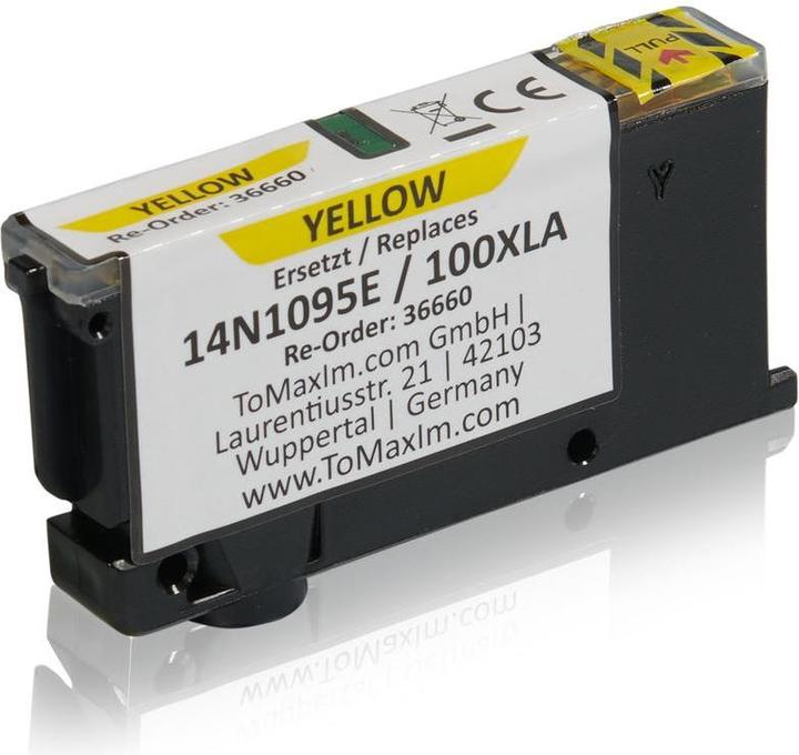 Produktbild Inkadoo Druckerpatronen kompatibel zu Lexmark 14N1095E / 100XLA Tintenpatrone, gelb Gelb (Y)