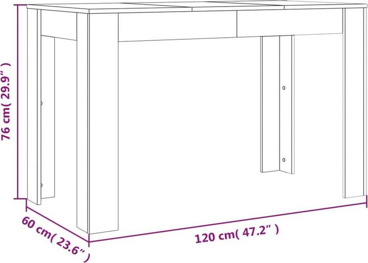 Produktbild VidaXL Esstisch Räuchereiche 120x60x76 cm Holzwerkstoff,Farbe (120 x 60 x 76 cm)