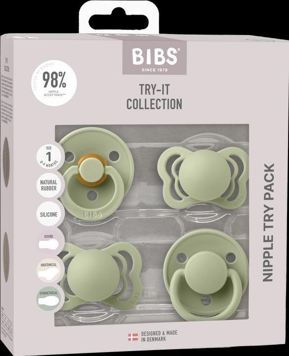 Produktbild Bibs Schnuller Try-It Collection, Sage (4 x, bis 6 Monate)