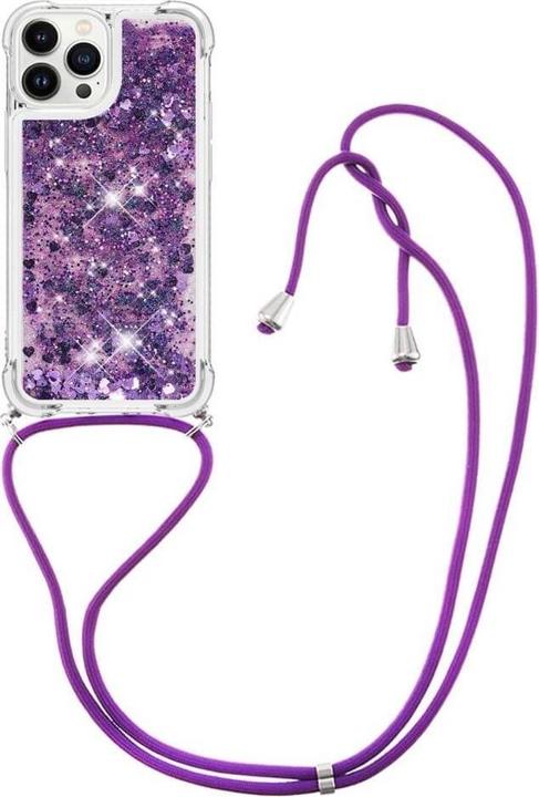 Produktbild Cover-Discount iPhone 15 Pro - Glitzer Hülle mit Umhängeband violett (Apple iPhone 15 Pro)