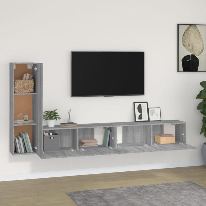 Produktbild VidaXL 3-tlg. TV-Schrank-Set Grau Sonoma Holzwerkstoff,Farbe: Grau (100 x 30 x 30 cm)