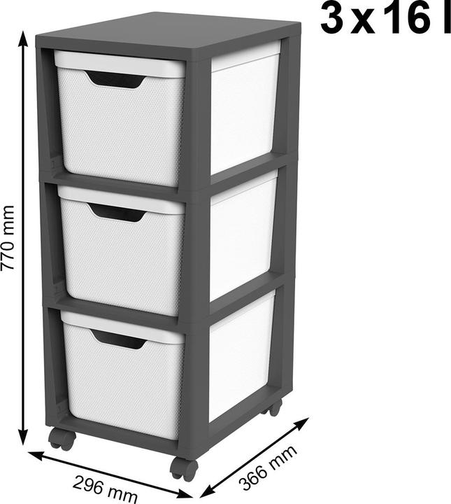 Produktbild Rotho Tower mit Rollen 3 x 16 l JIVE