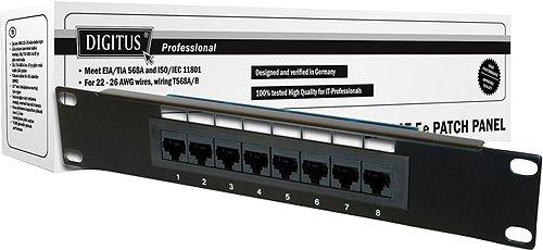 Actual product image Digitus CAT 5e Class D Patch Panel unshielded 8-Port RJ45 8P8C LSA 1U 254 mm(10inch)Rack Mount Colour S...