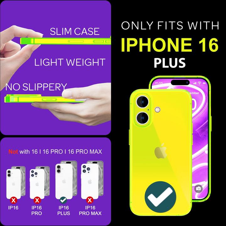 Immagine prodotto Nalia Copertura in silicone trasparente al neon (Apple iPhone 16 Plus)