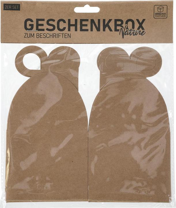Actual product image Natura Punto Set of 2 foldable gift box paper with lid, natural, 9.5 x 9.5 x 8 cm (Gift box, 2 x)