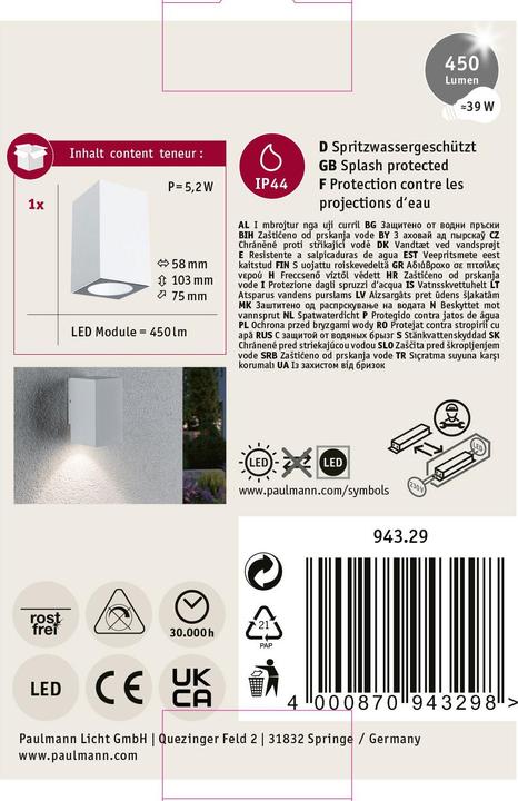 Actual product image Paulmann Flame (450 lm, IP44)