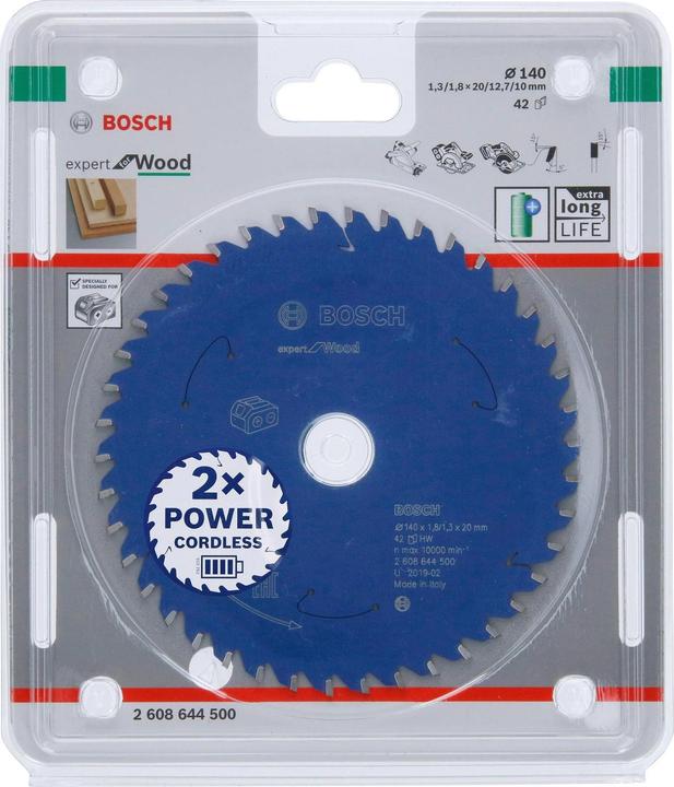 Produktbild Bosch Professional Zubehör Akku-Kreissägeblatt Expert for Wood, 140 x 1,8/1,3 x 20, 42 Zähne