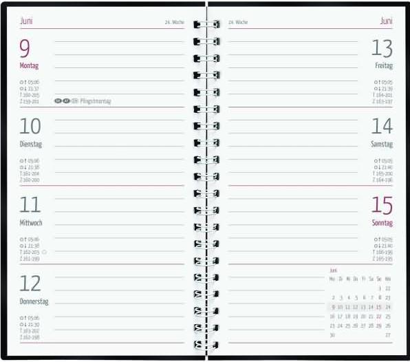 Nutritional values and ingredients Slimtimer ring binder 2025 black, 9x15,6cm, pocket calendar with 128 pages, 1 week on 2 pages (German)