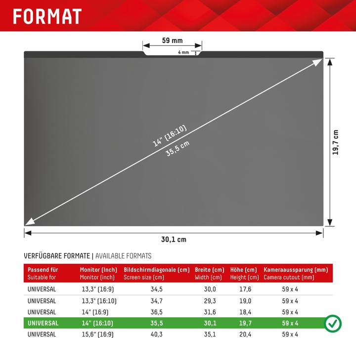 Actual product image Displex Privacy Safe, Laptop Blickschutzfilter (14", 16 : 10)