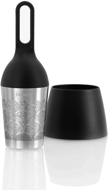 AdHoc Schwimmender Teefilter Floatea Fusion, schwarz, Edelstahl/Kunststoff, D: 4 cm, H: 12,4 cm, mit Abtro