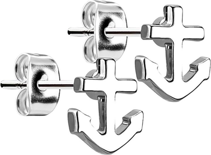 Produktbild Star Piercing Ohrstecker Anker silber (Messing, Chirurgenstahl 316L)