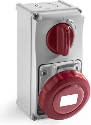 Actual product image Rs Pro Power Connector Socket Red 3P+E, 400 V / 32A, Wall Mounting IP67