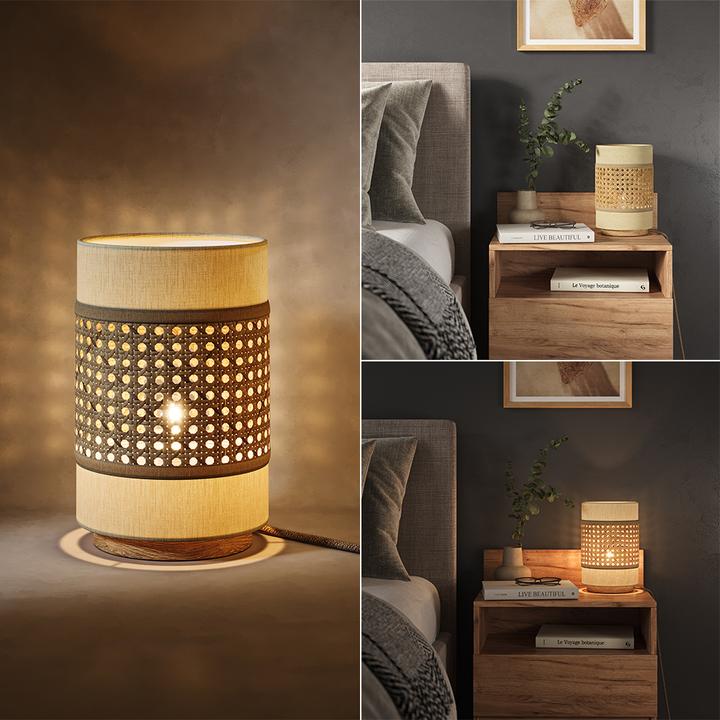 Produktbild Vicco Tischlampe Morten, Rattan/Creme, 17.5 x 26.5 cm (E27)