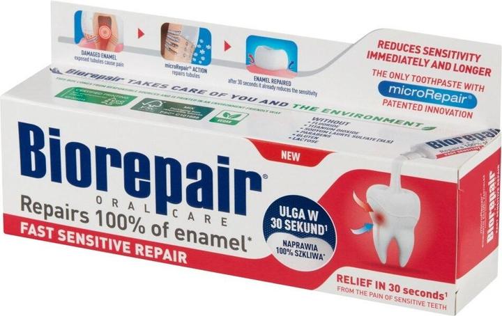Immagine prodotto Biorepair Dentifricio Fast Sensitive Repair con microRepair Tubo da 2,5 once fluide da 75 ml (75 ml)