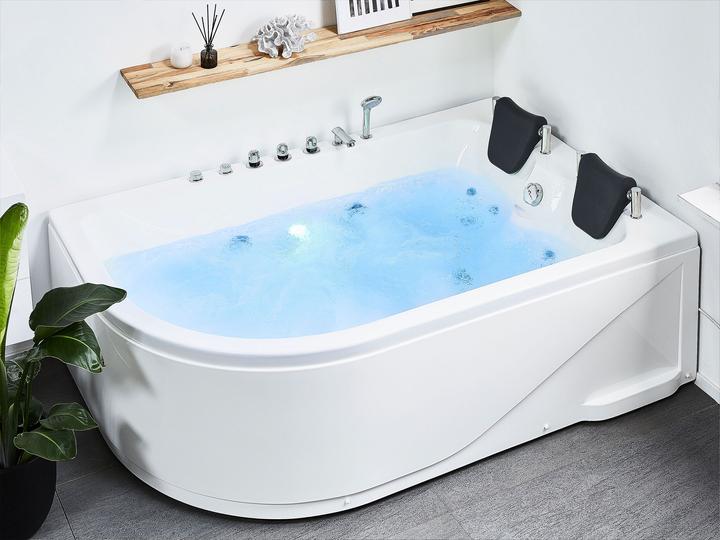Immagine prodotto Beliani Vasca idromassaggio ad angolo bianca con LED 180 x 120 cm a sinistra CALAMA (437 l, 180 cm, 120 cm)