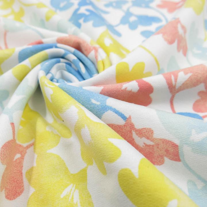 Produktbild Stoffrestposten French Terry - Pastell Blumen