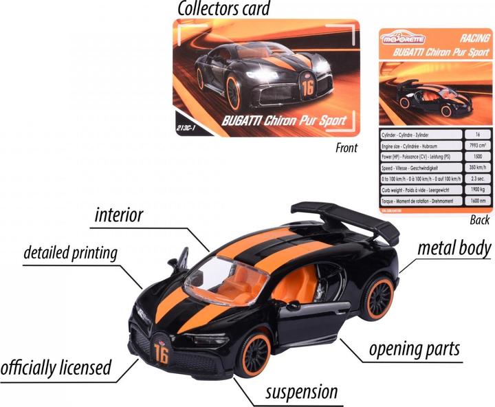 Actual product image Majorette Racing Bugatti Chiron Pure Sport, black