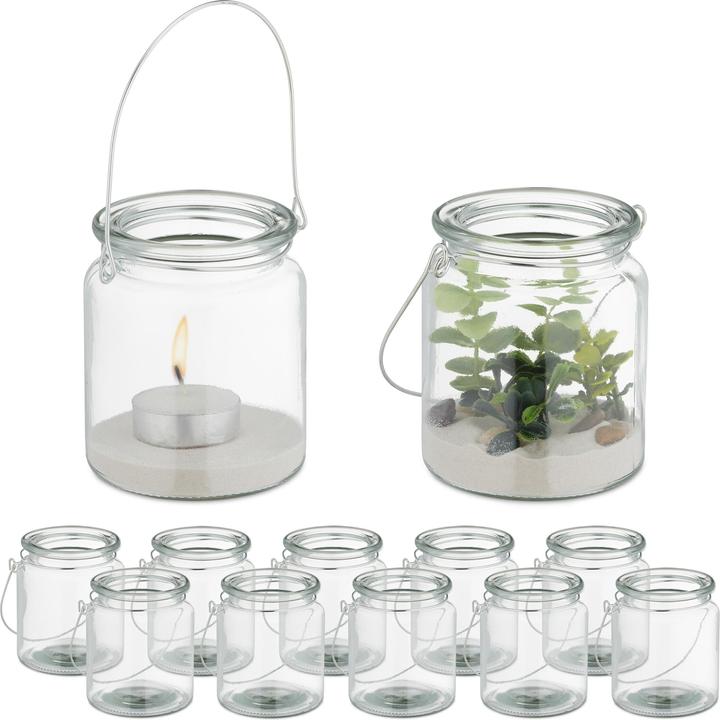 Produktbild Relaxdays 12x Windlicht (12 x, 8 x 8 x 9.5 cm)