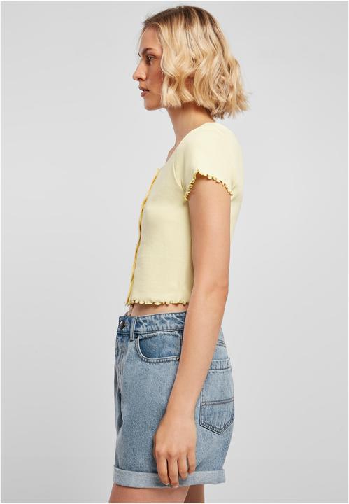 Actual product image Urban Classics Ladies Cropped Button Up Rib Tee - 12114 (S)