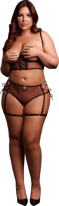 Produktbild Le Désir Two Piece Set with Underwired Open-Cup Bra and Panty with Laced Up Details - Plus Size - Black