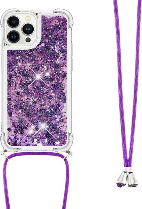 Produktbild Cover-Discount iPhone 15 Pro - Glitzer Hülle mit Umhängeband violett (Apple iPhone 15 Pro)