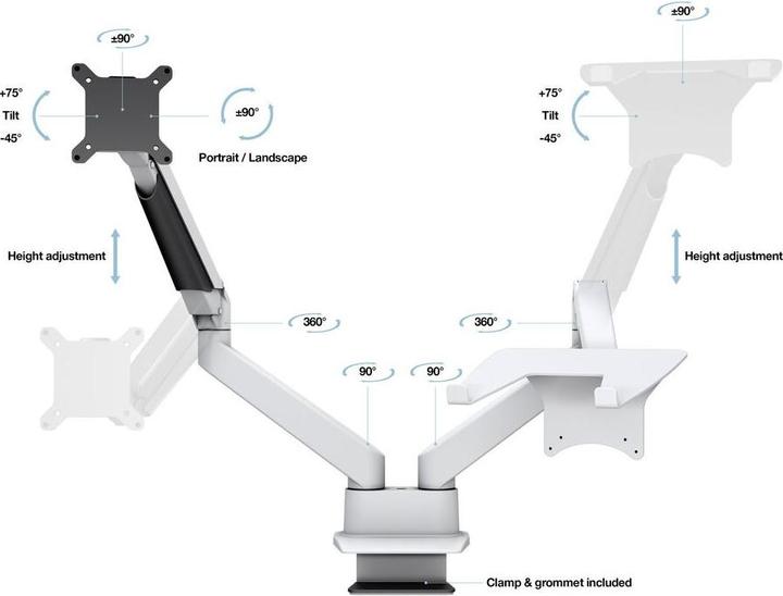 Image du produit Multibrackets Support d'écran Duo 32", alu, blanc, pivotant à 90 (Tables, 32")