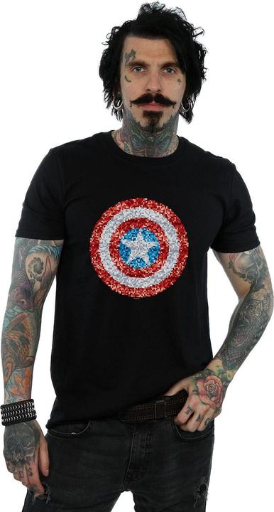 Image du produit - T-shirt CAPTAIN AMERICA PIXELATED SHIELD - Homme (XXL)