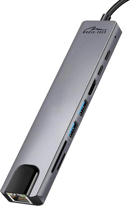 Productafbeelding Media-Tech USB HUB 8 IN 1 GIGA LAN HUB MT5046 (USB-C)